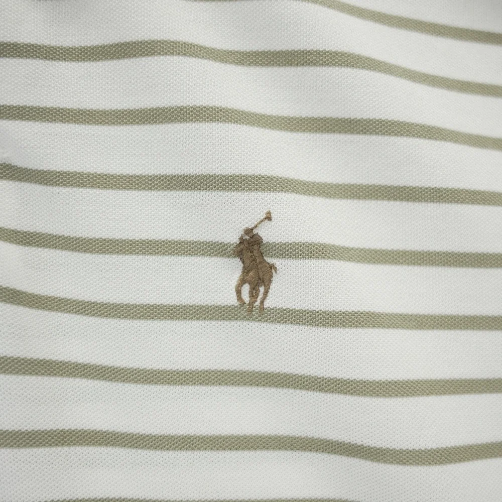 Polo Ralph Lauren Mens Striped Polo Shirts Lot of 2 Grey Olive Green Medium M